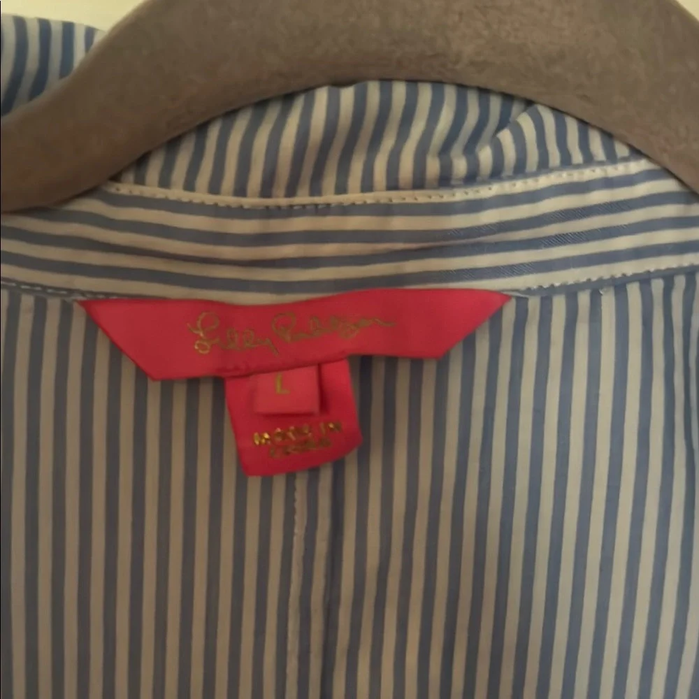 Lilly Pulitzer Blue Boxy Ruffled Polo Blouse - Picture 2 of 3